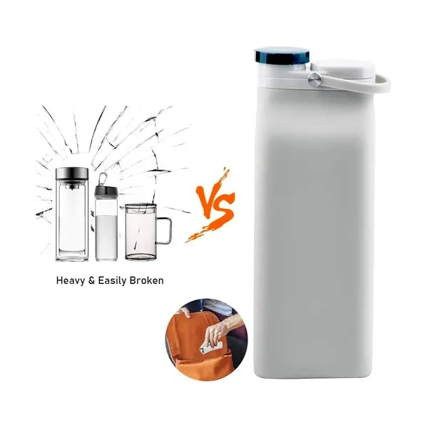20 oz Collapsible Silicone Water Bottle Leakproof For Travel