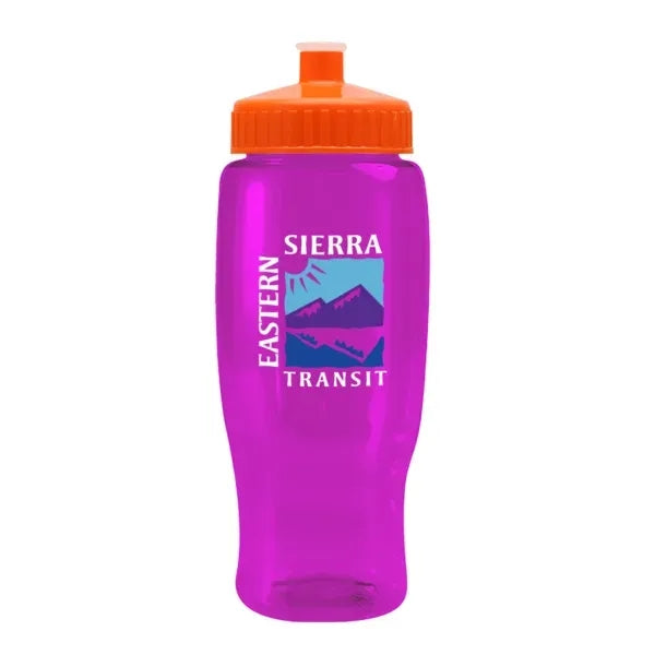 Pedal Pusher 27oz Recycled Transparent Contour Bottle w/Push