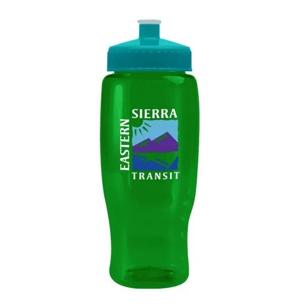 Pedal Pusher 27oz Recycled Transparent Contour Bottle w/Push