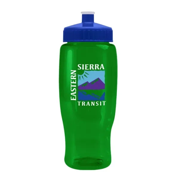 Pedal Pusher 27oz Recycled Transparent Contour Bottle w/Push