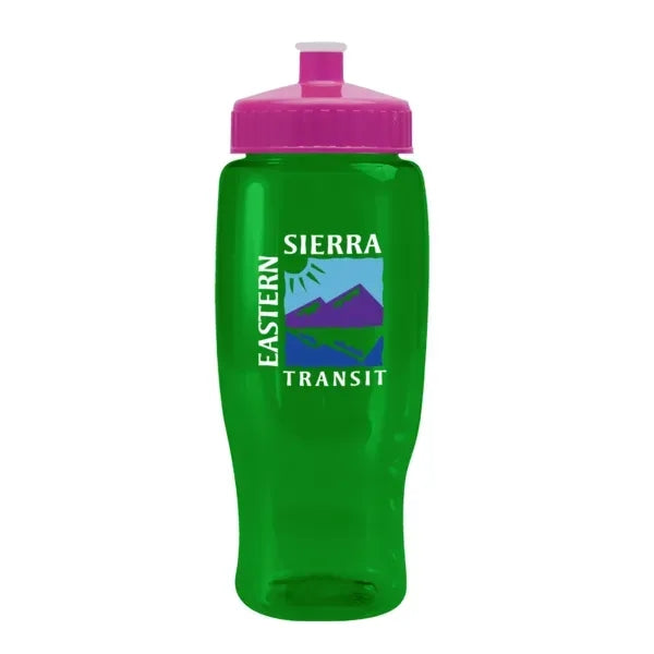 Pedal Pusher 27oz Recycled Transparent Contour Bottle w/Push