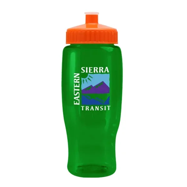 Pedal Pusher 27oz Recycled Transparent Contour Bottle w/Push