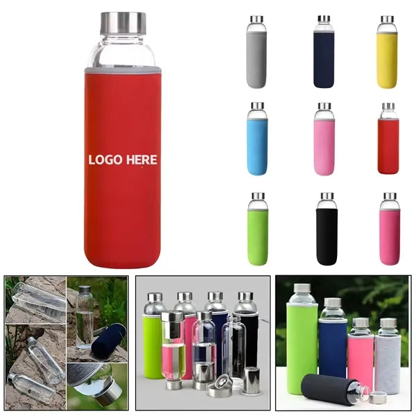 17 Oz Customizable Clear Glass Sports Water Bottle