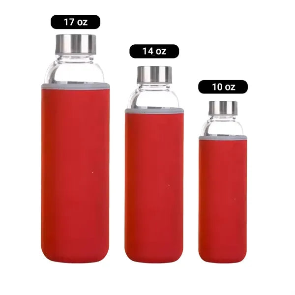 17 Oz Customizable Clear Glass Sports Water Bottle