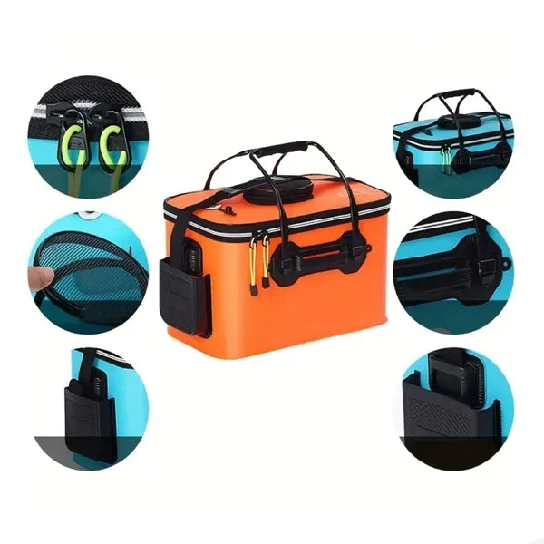 EVA Folding Fishing Outdoor Bucket with Mesh Lid