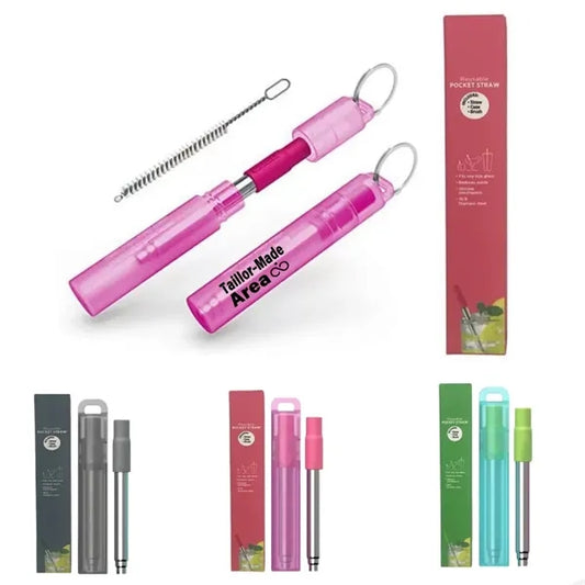 Straws Foldable Stainless Steel Straw Set with Case