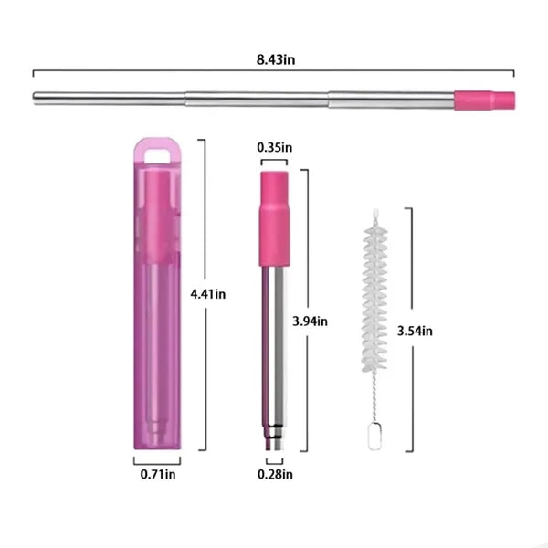 Straws Foldable Stainless Steel Straw Set with Case