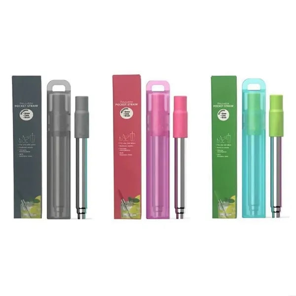 Straws Foldable Stainless Steel Straw Set with Case