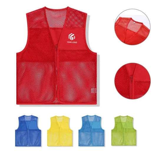 Mesh Volunteer Unisex Zipper Sleeveless Vest Waistcoat