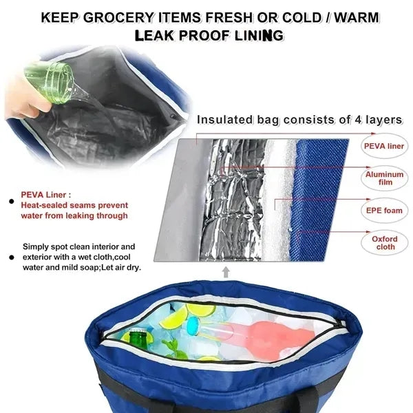 Large Cooler Insulated Thermal Shopping Tote Bags