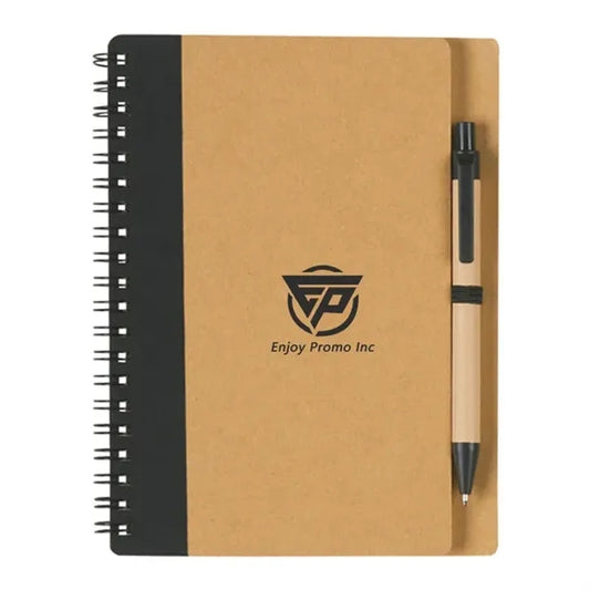 Kraft Thick Paper Spiral Notebook with Pen, 120 Pages