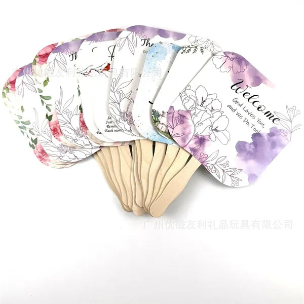 Sandwiched Hand Fan With Wooden Handle