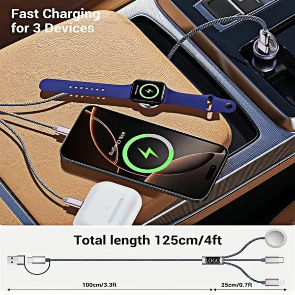 3 in 2 Fast Charging Cable for iPhone Watch