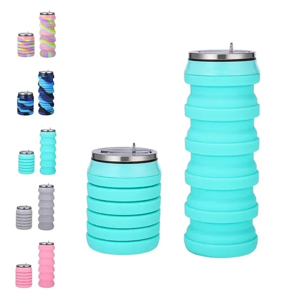 16 oz Camouflage Silicone Folding Sports Water Bottle