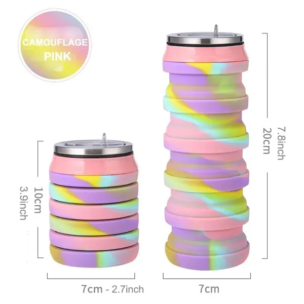16 oz Camouflage Silicone Folding Sports Water Bottle