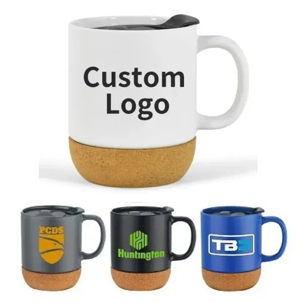 12 oz Coffee Mug with Lid and Insulated Cork Bottom