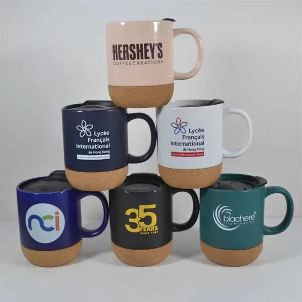 12 oz Coffee Mug with Lid and Insulated Cork Bottom
