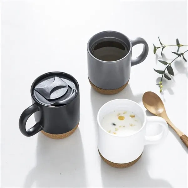 12 oz Coffee Mug with Lid and Insulated Cork Bottom