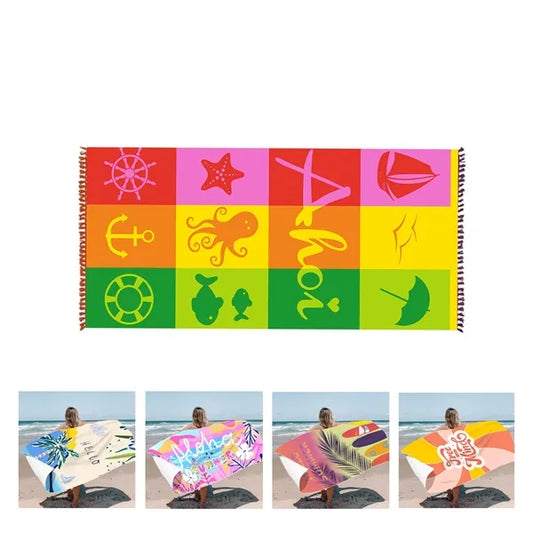 Eco-Friendly Sublimated Microfiber Absorbent Beach Towel