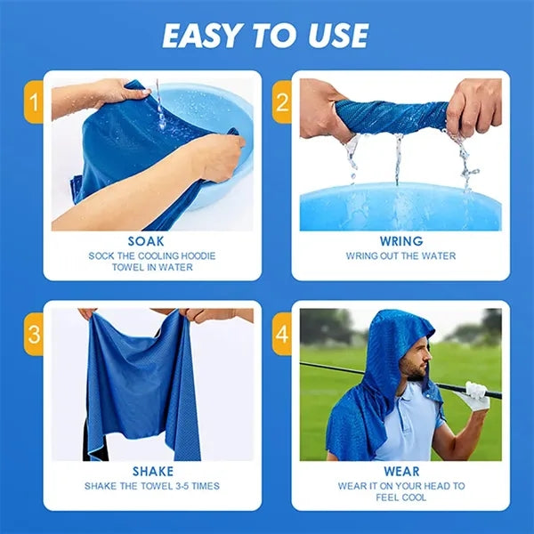 Instant Cooling Hoodie Towel UPF 50 Sports Sun Protection