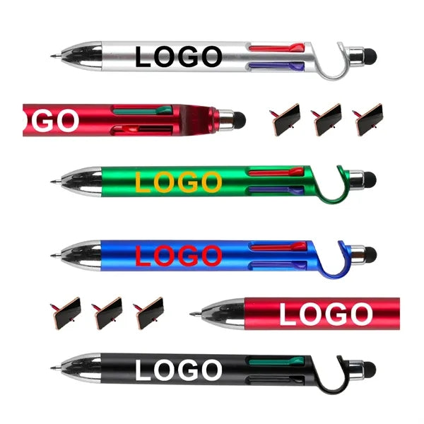 4 in 1 Multicolor Pen with Phone Stand