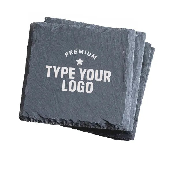 Black Stone Coasters With Anti Scratch Bottom