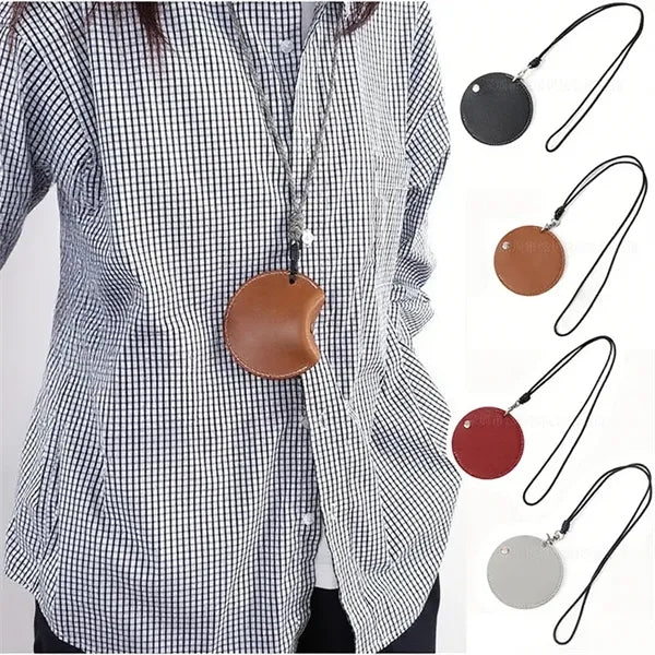 Portable Hanging Neck Leather Pouches for Earphone Storage