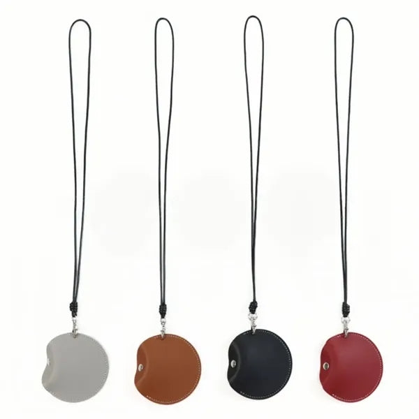 Portable Hanging Neck Leather Pouches for Earphone Storage