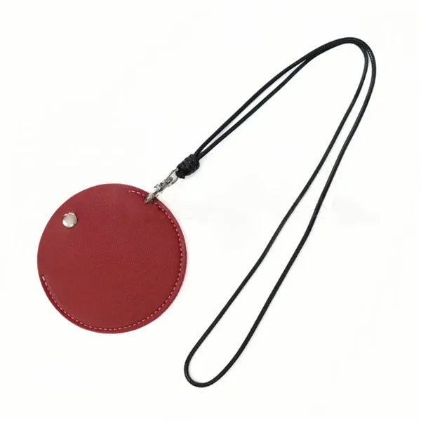 Portable Hanging Neck Leather Pouches for Earphone Storage