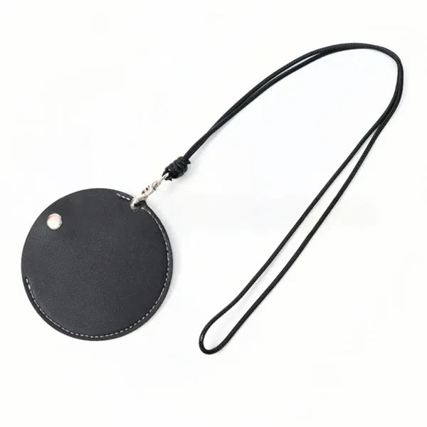 Portable Hanging Neck Leather Pouches for Earphone Storage