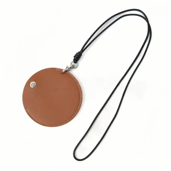 Portable Hanging Neck Leather Pouches for Earphone Storage