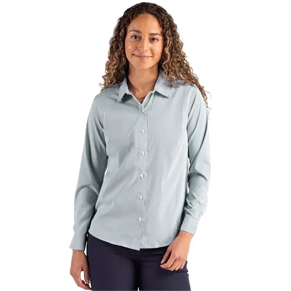 Cutter & Buck Skyline Recycled Pinstripe Womens Long Slee...