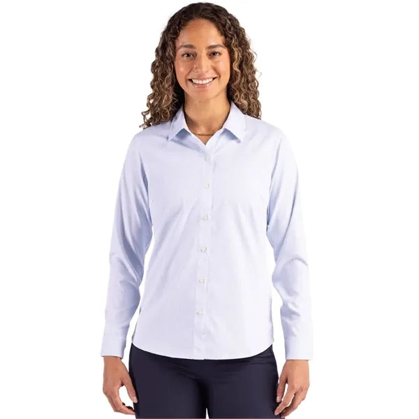 Cutter & Buck Skyline Recycled Pinstripe Womens Long Slee...