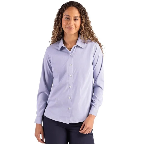Cutter & Buck Skyline Recycled Pinstripe Womens Long Slee...