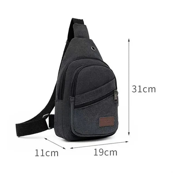 Casual Canvas Crossbody Sling Bag with Earphone Port
