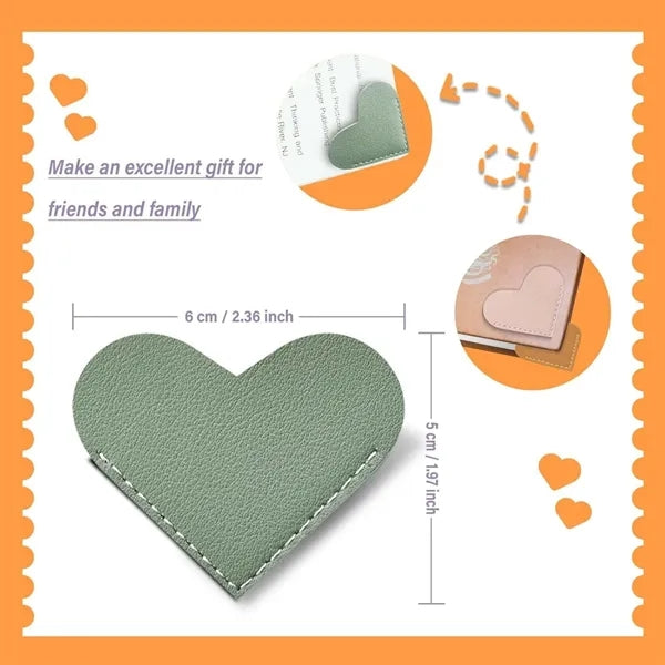 Leather Heart Bookmarks Corner Page Book Clip