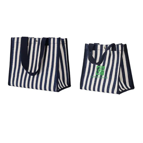 Striped Canvas Shopping Bag Handbag