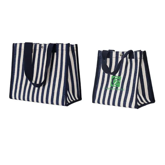 Striped Canvas Shopping Bag Handbag