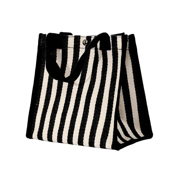 Striped Canvas Shopping Bag Handbag