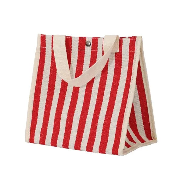 Striped Canvas Shopping Bag Handbag