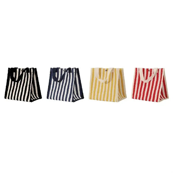 Striped Canvas Shopping Bag Handbag