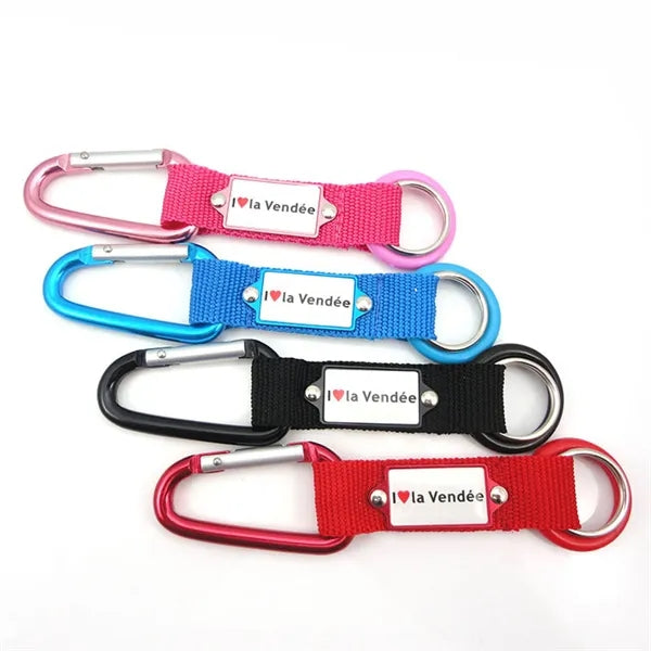 Steel Carabiner Key Tag With Logo Plate
