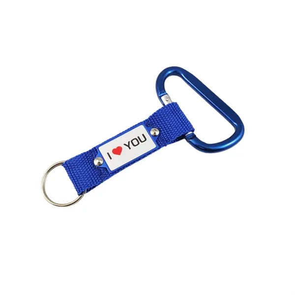 Steel Carabiner Key Tag With Logo Plate