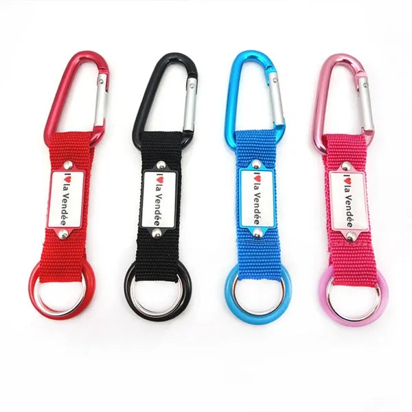 Steel Carabiner Key Tag With Logo Plate
