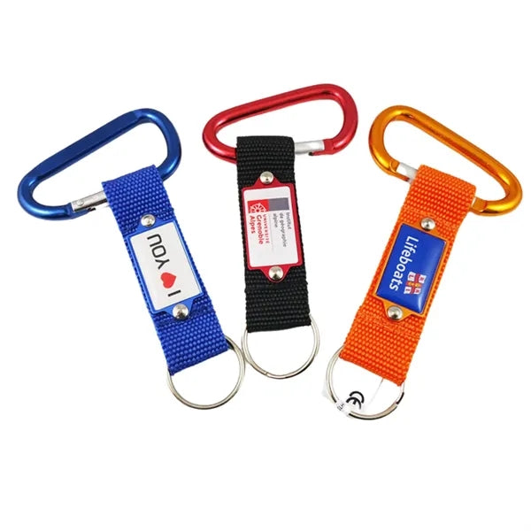 Steel Carabiner Key Tag With Logo Plate