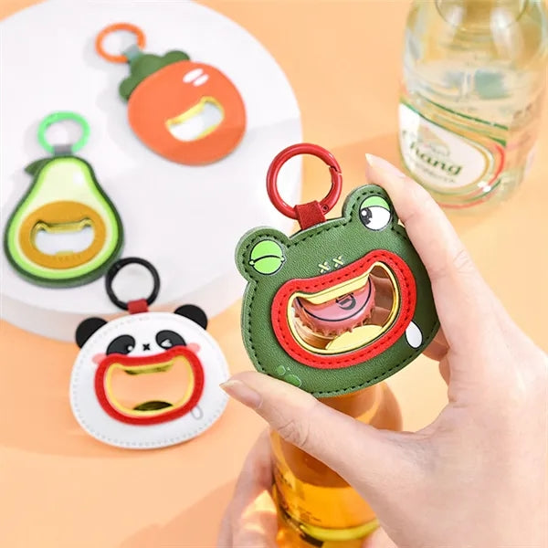 Cute Zinc Alloy Leather Bottle Opener Keychain