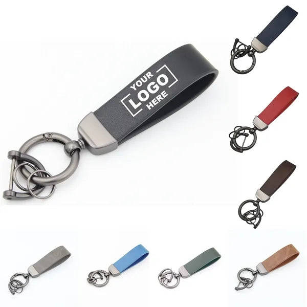 Leather And Aluminum Alloy Keychain Gift
