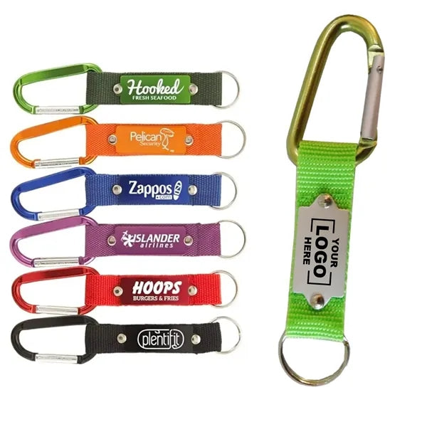 Steel Carabiner Key Tag With Logo Plate