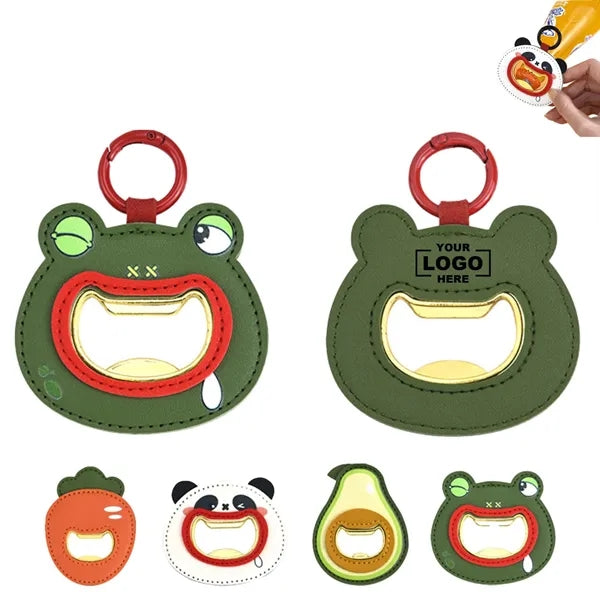Cute Zinc Alloy Leather Bottle Opener Keychain