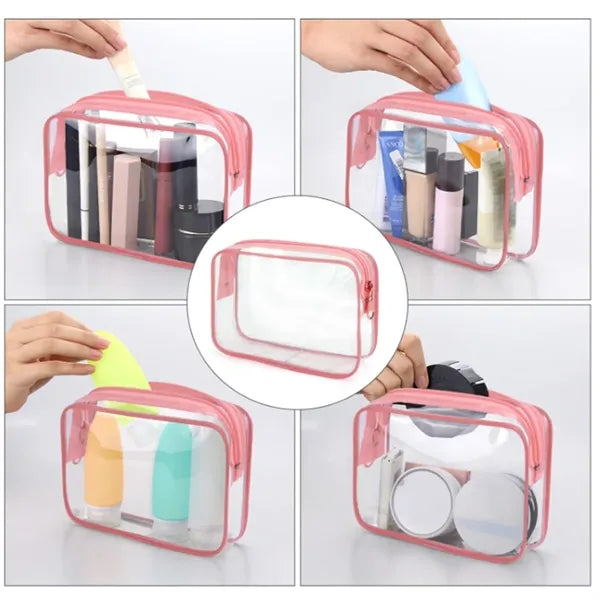 Clear PVC Stadium Travel Makeup Zippered Toiletry Pouch